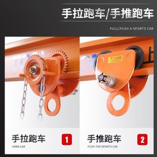 颉鹰工字钢手推跑车1T单轨手拉小滑车起重滑轮手拉电动葫芦吊运器