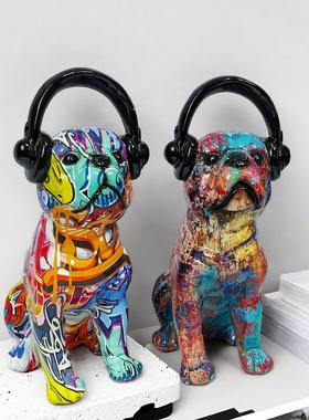 复古动物艺术品摆件高级感树脂工艺品狗家居客厅柜子装饰品公仔