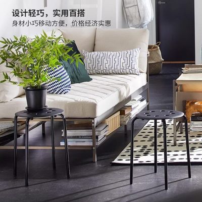 八孔凳塑料凳子家用加厚现代简约可叠放圆凳餐厅餐桌高板凳小椅子