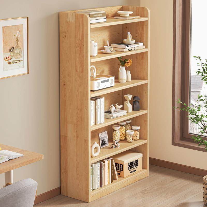实木书架落地置物架一体靠墙收纳储物柜子儿童学生书桌旁家用书柜
