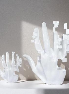北欧风创意树脂马赛克手掌雕塑摆件家居客厅玄关柜样板间软装饰品