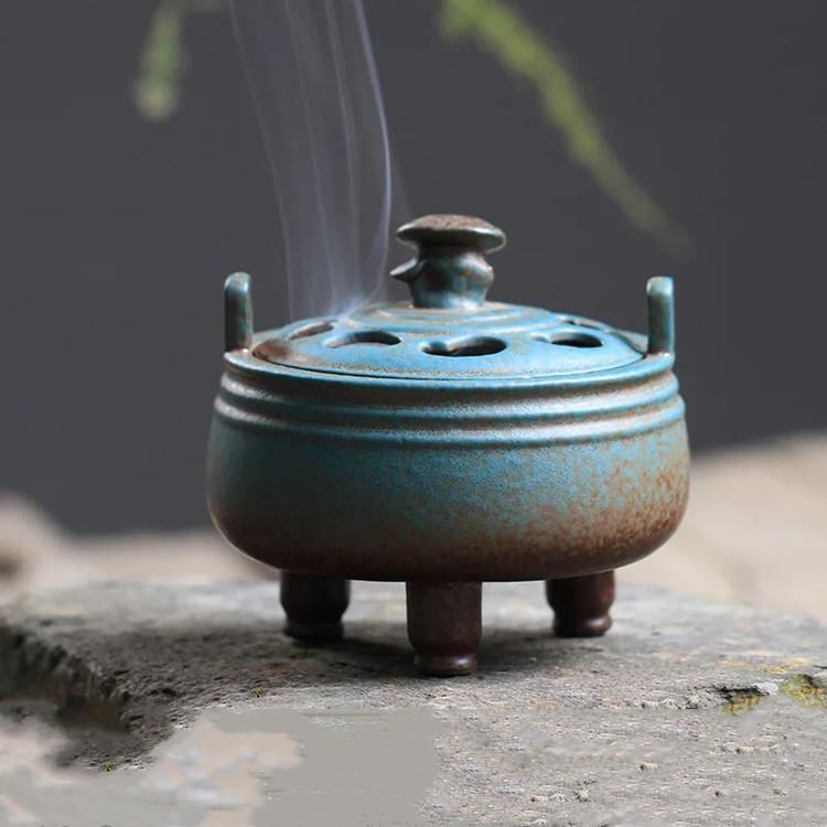 陶瓷香薰炉香炉香印家用三足仿古典灵芝香器沉香檀香熏香焚盘香