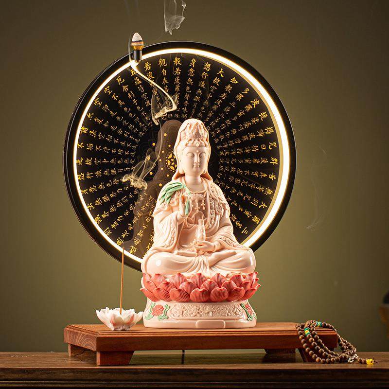 德化陶瓷坐莲南海观音菩萨佛像客厅家用供奉观世音菩萨观音像摆件