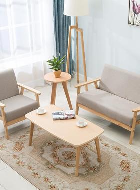 出租屋实木简易沙发公寓沙发椅现代简约沙发布艺沙发黑色胡桃木软