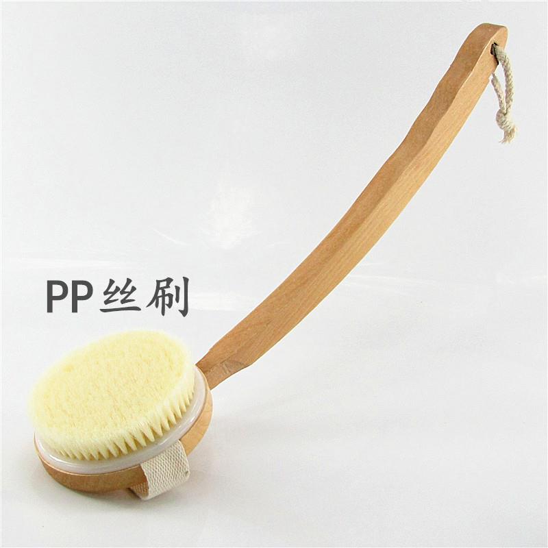 I9EK弯柄可折卸猪鬃长柄搓背刷软毛身体洗澡刷去角质搓泥刷马鬃沐