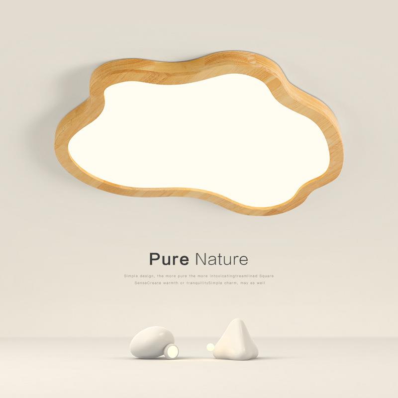 卧室灯超薄led吸顶灯北欧原木风灯具简约现代温馨儿童房间云朵灯