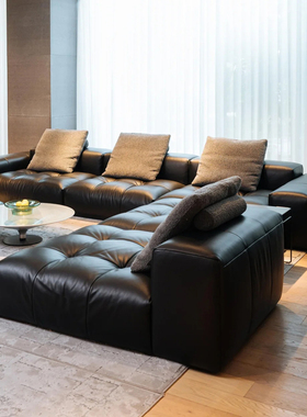 吉斯家具真皮像素沙发客厅原版saba设计师头层牛皮意式极简模块沙