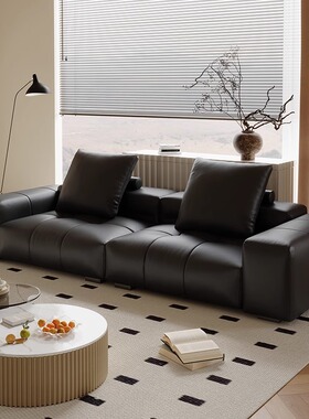 吉斯家具2024新款saba像素意式极简真皮沙发客厅现代轻奢大户型模