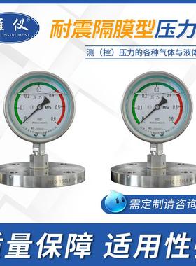 TPYX10-MLF不0锈钢隔膜压力表耐震法兰螺纹式连接膜DN25DYN片50四