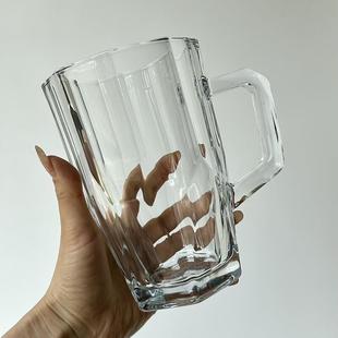 750ml超大号玻璃杯透明带把家用水杯耐热泡茶杯加厚啤酒杯扎啤杯