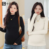 孕妇打底衫 可外穿内搭高级感打底衣女秋冬黑色上衣半高领加厚毛衣
