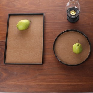 吉芙 长方形托盘家用客厅水杯收纳盘客厅香薰化妆品家用皮质盘