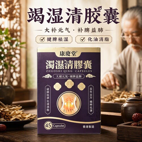现货香港康庆堂浊湿清胶囊45粒轻养脾胃防伪码可查询