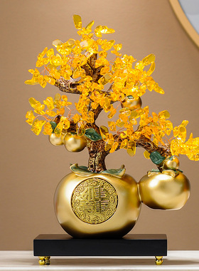 事事如意柿子发财树摆件客厅办公室桌面高级感装饰品乔迁开业礼物