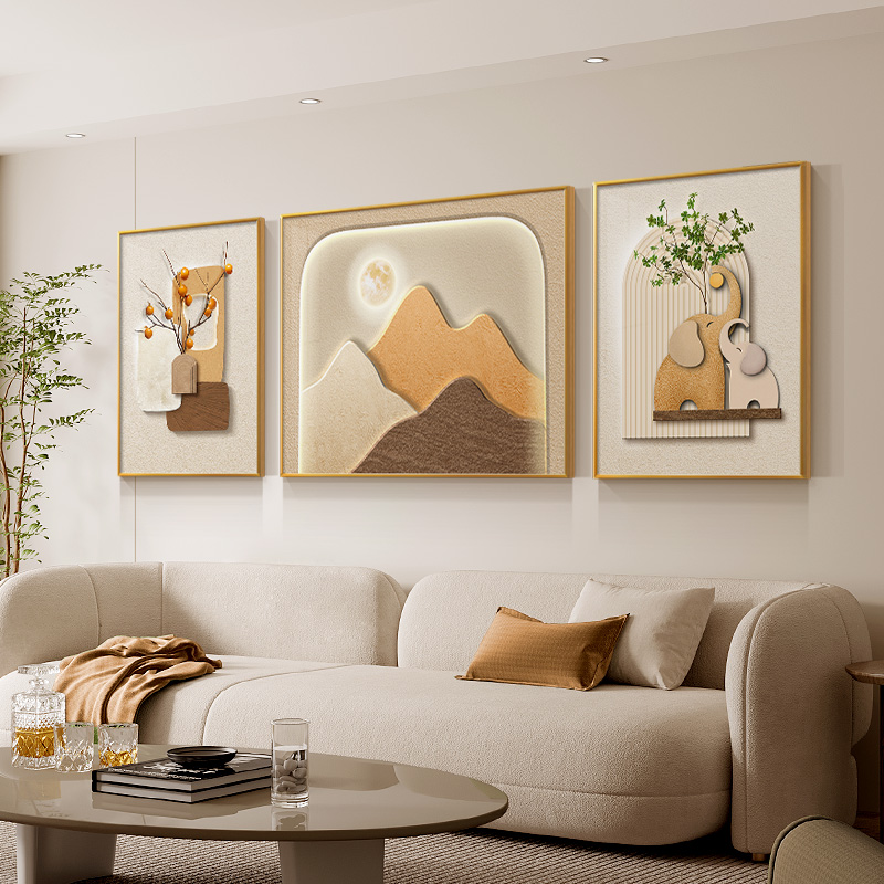 2025新款奶油风客厅装饰画大气沙