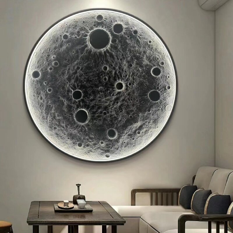 立体精无框雕雕月球灯壁灯网红酒馆餐厅背景墙月亮壁挂灯