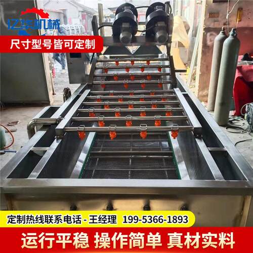 连续式果蔬气泡清洗机定制净菜加工设备大型压喷淋青菜洗菜机