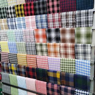春夏款格子衬衫面料 21支涤棉色织布 135平方克梭织提花面料 现货