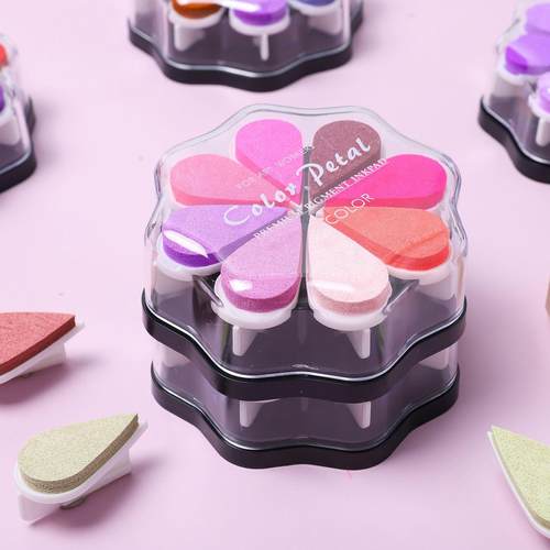 金属色印台印泥 DIY手工橡皮章手帐印台 8色花瓣印台 36色 跨境