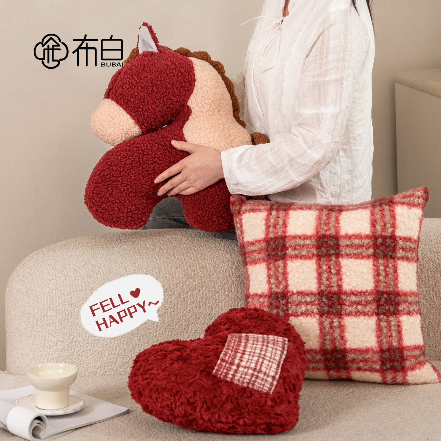 新年红色抱枕2026马年吉祥物沙发客厅氛围感喜庆高级感创意靠垫,居家布艺,靠垫/抱枕,淘宝优惠券,粉丝福利购,淘宝优惠卷