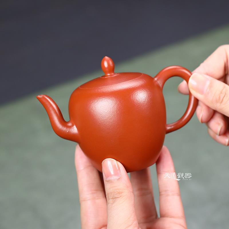 宜兴纯全手工紫砂壶正宗朱泥大红袍球孔小容量美人肩壶功夫泡茶壶