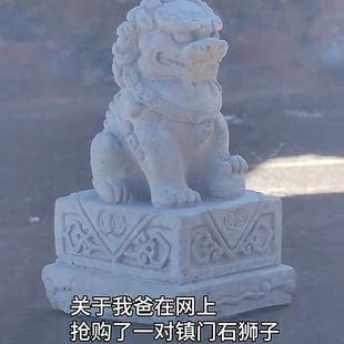 国风石狮子小摆件一对看门石雕迷你喜狮茶宠鱼缸造景桌面装饰礼物