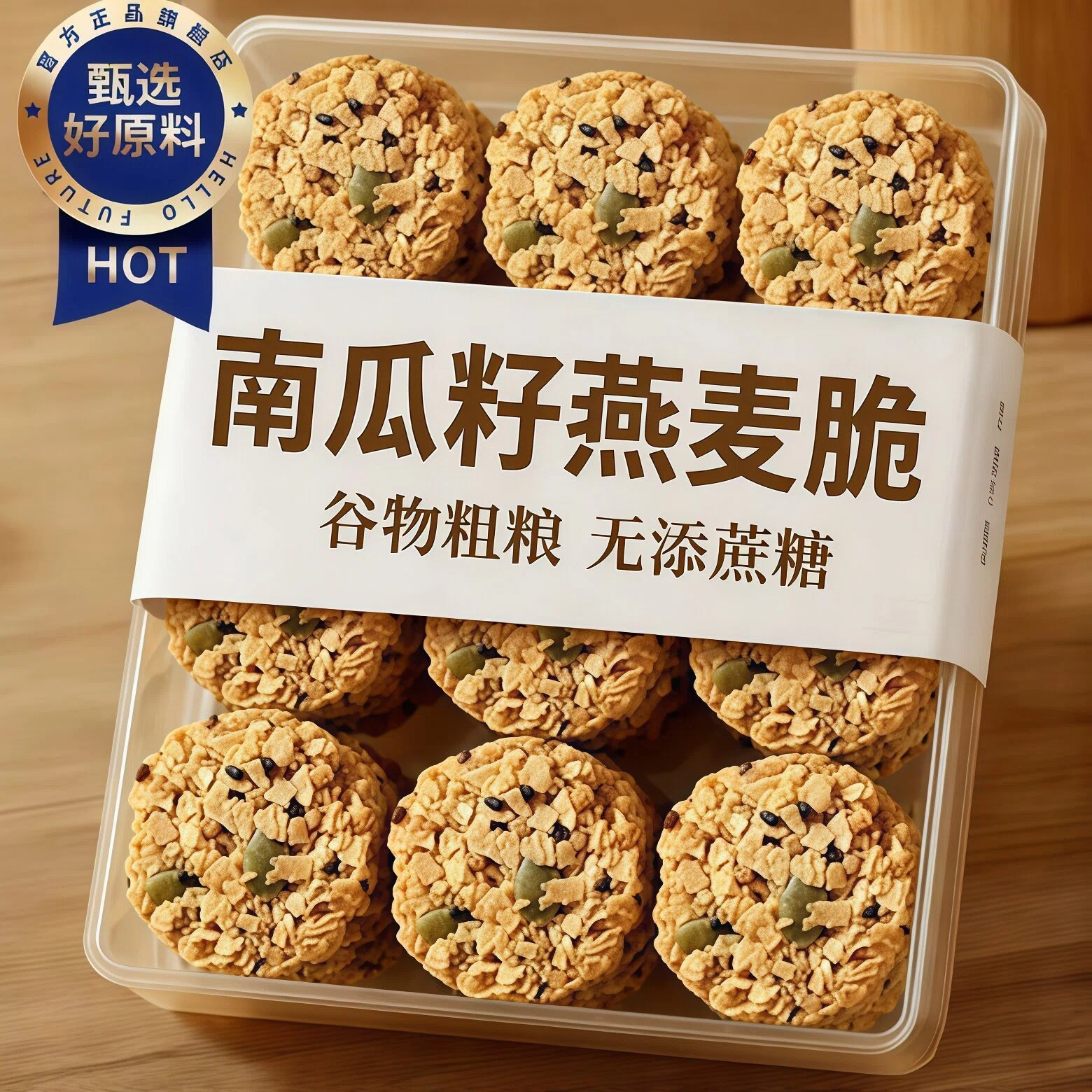 无糖南瓜籽燕麦脆官方旗舰店全麦粗粮燕麦饼干抗饿饱腹减代餐脂肥