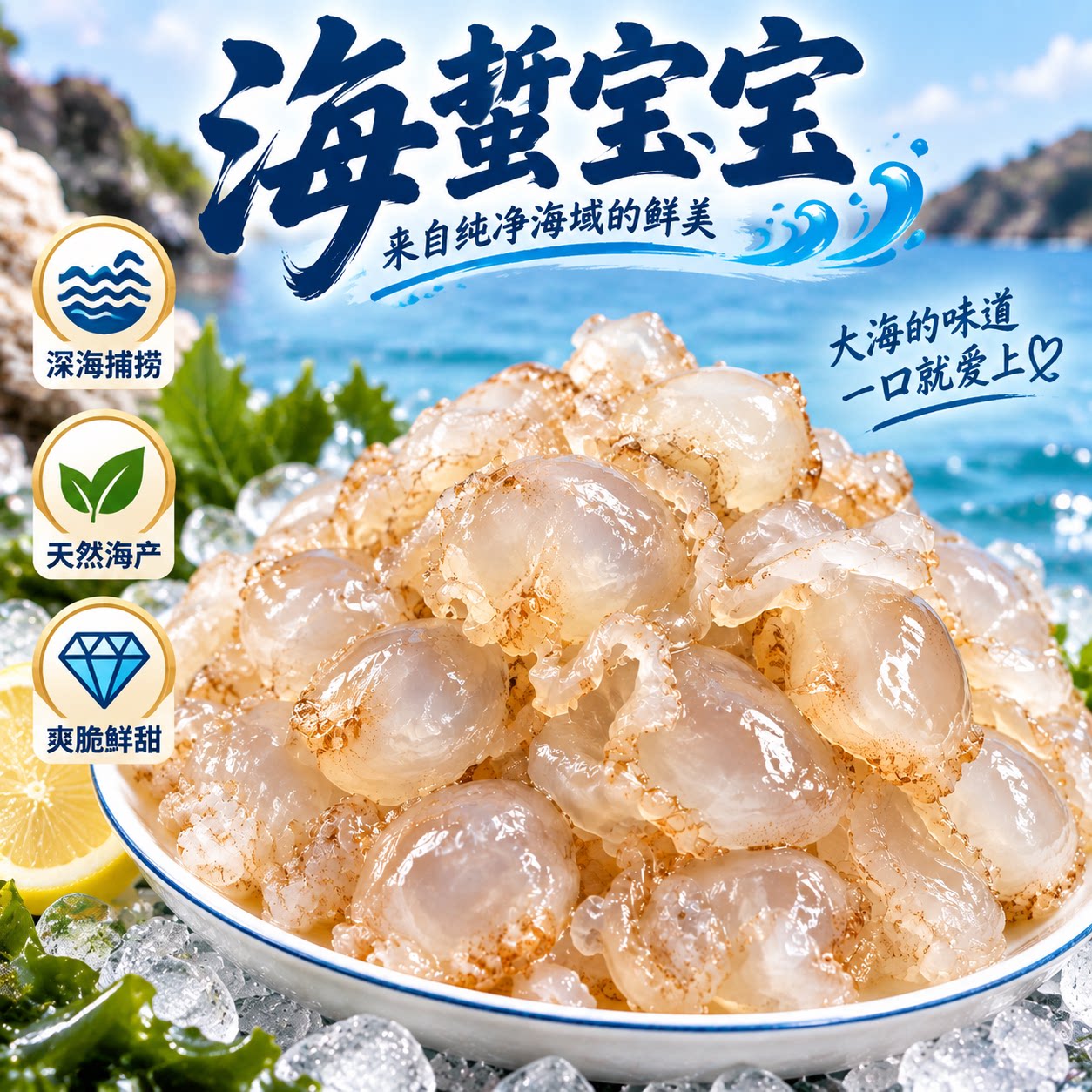 海蜇宝宝小水母花开袋即食水产非海蜇头脆嫩爽口正品生腌凉拌菜