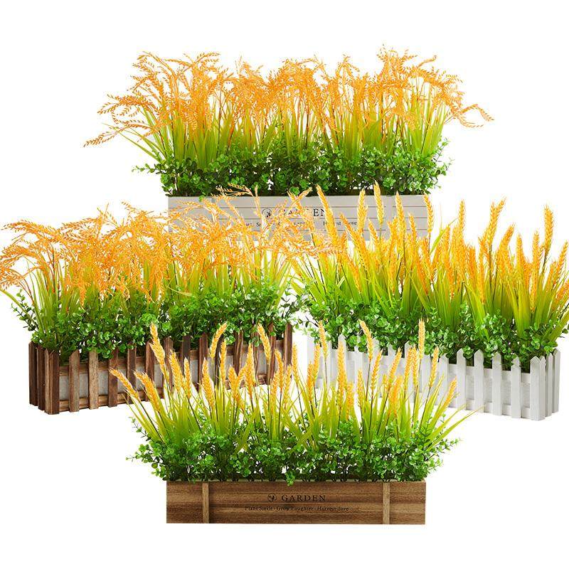 塑料花假花仿真麦穗大麦木栅栏客厅餐厅商场隔断装饰花艺插好发货