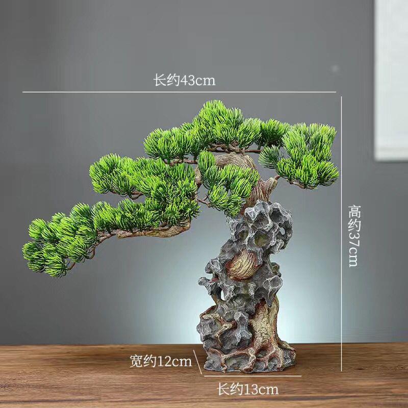 创意仿真迎客松鱼缸造景