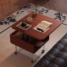 中古风实木茶几客厅小桌子可移动升降小茶几家用小户型多功能边几