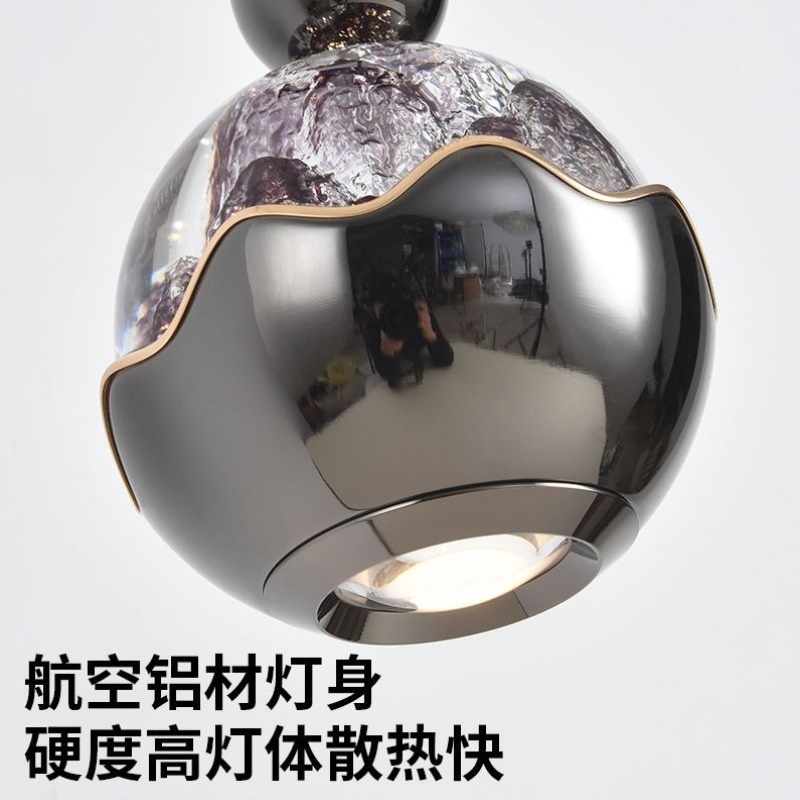 卧室床头壁灯雪山可升降手扫感应客厅过道背景墙灯现代轻奢吊线灯