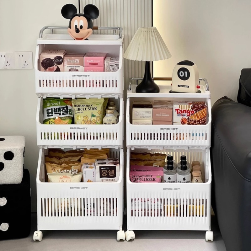 置物架零食小推车收纳架客厅夹缝多层落地整理架子带轮移动储物架