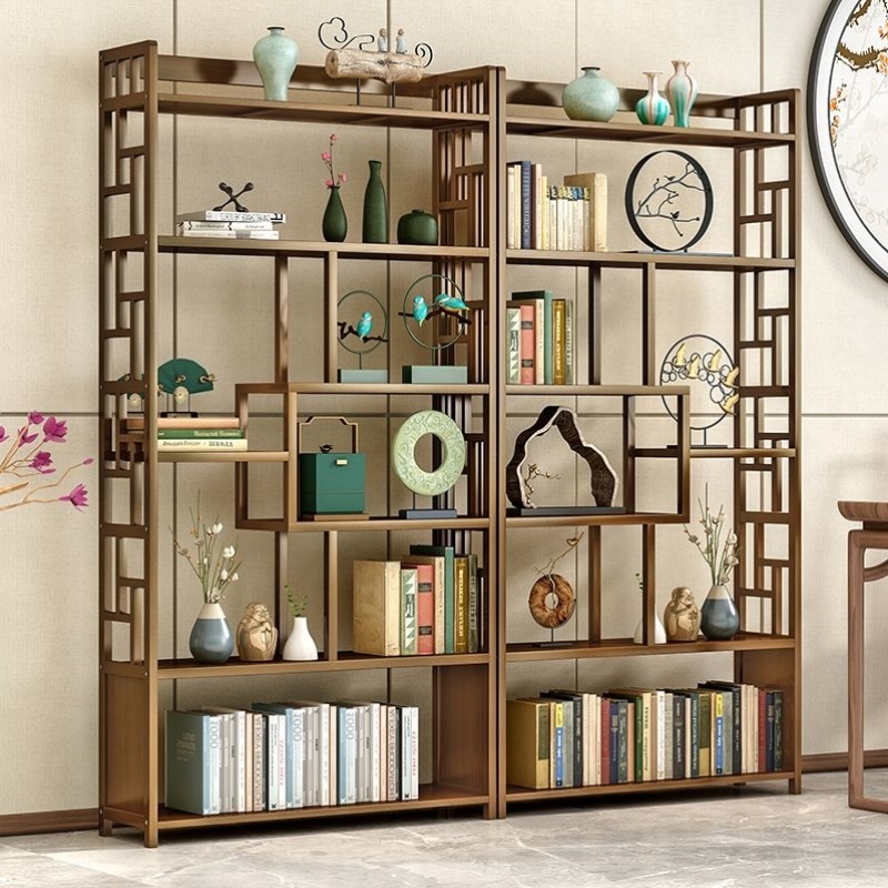 博古架实木中式多宝阁置物架展示柜茶叶架办公室仿古书架古董架子