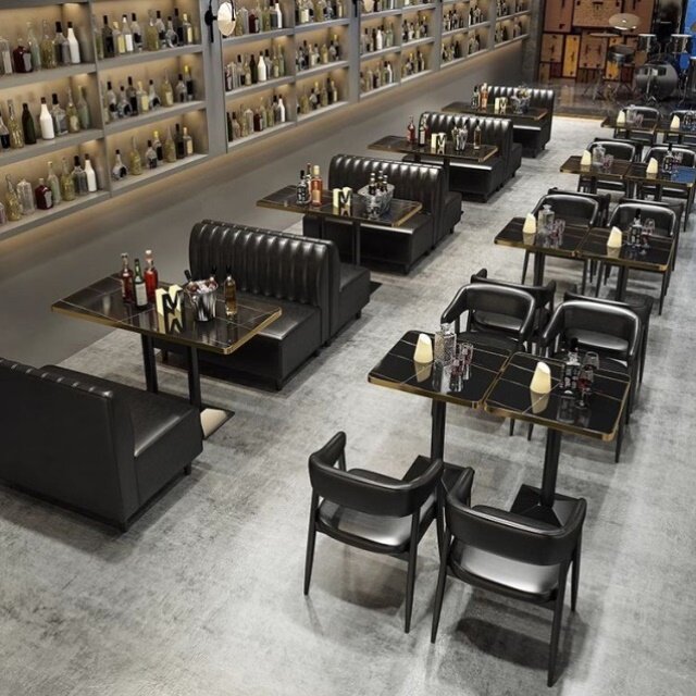 酒吧清吧桌椅组合小酒馆烧烤店西餐咖啡厅沙发休闲复古奶茶店卡座