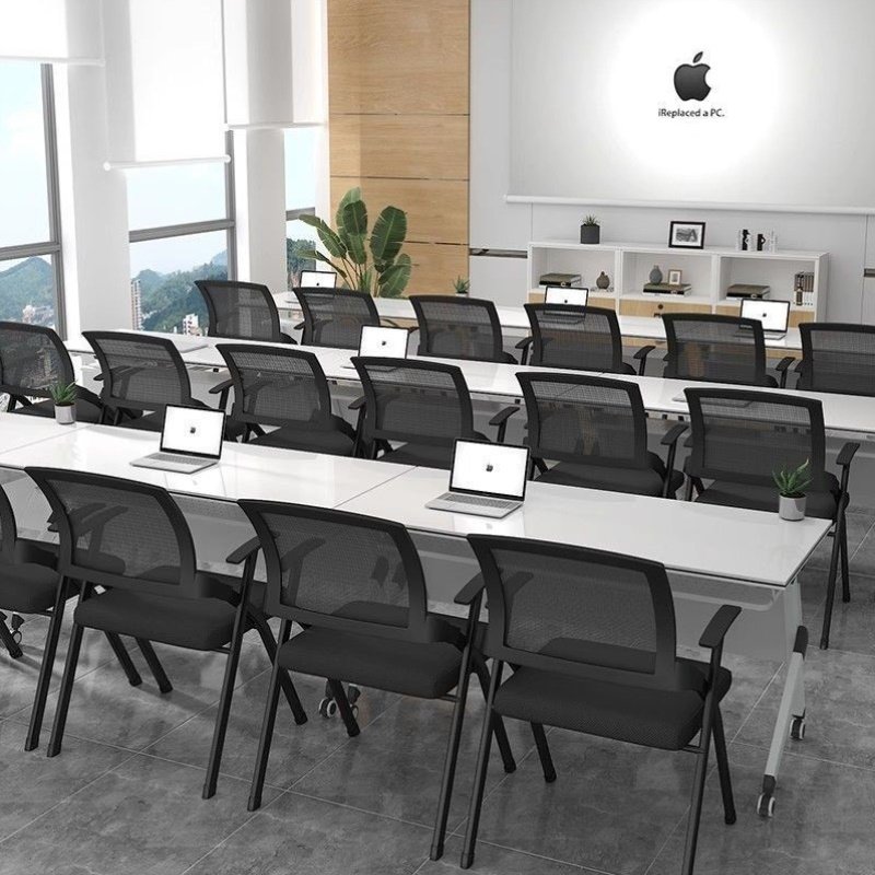 培训椅带写字板可折叠办公椅靠背职员椅教育机构加厚办公室会议椅