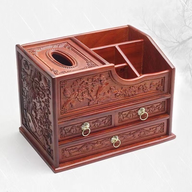新款实木收纳盒 客厅茶几多功能纸巾盒 办公室桌面抽纸盒家用客厅