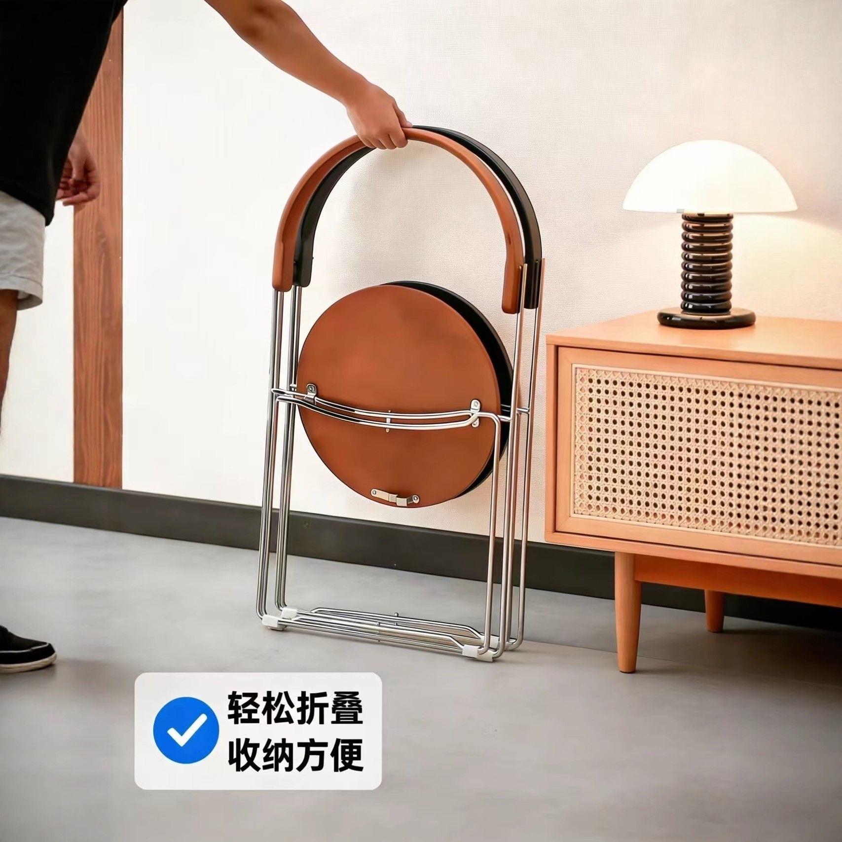 北欧折叠中古家用实木餐椅简约现代餐桌椅子休闲靠背椅化妆椅子