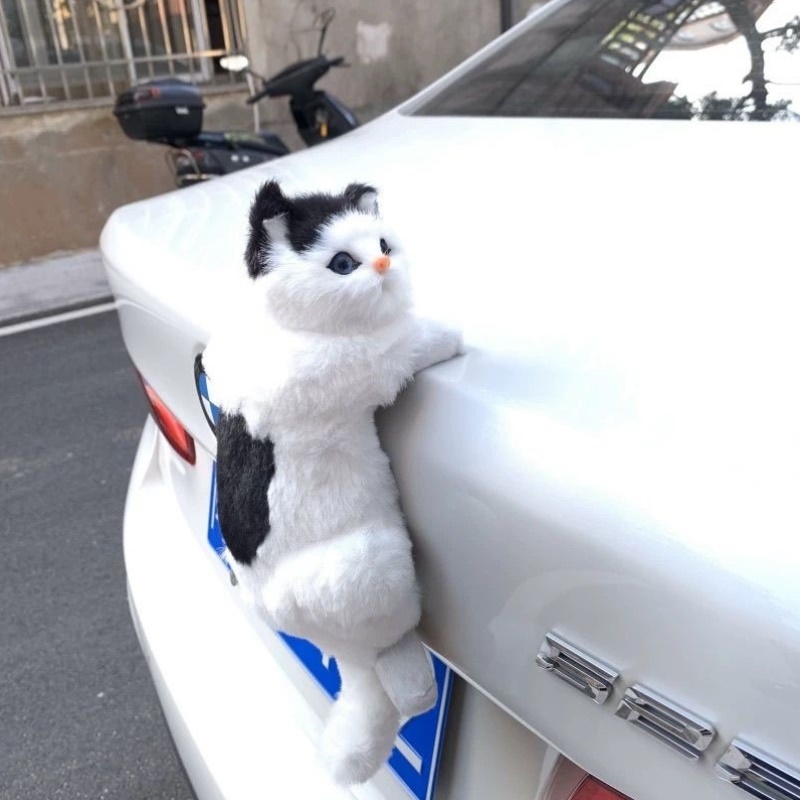 车后尾公仔猫咪汽车车载车尾部挂件毛绒玩具后备箱车外装饰品玩偶