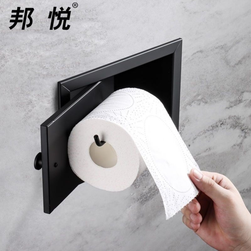 304不锈钢暗装厕所卷纸架入墙式卫生间卷纸盒嵌入式小卷纸巾盒