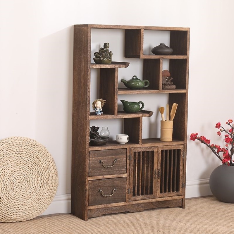 博古架实木中式简约现代茶杯茶壶展示架多宝阁落地架子置物架