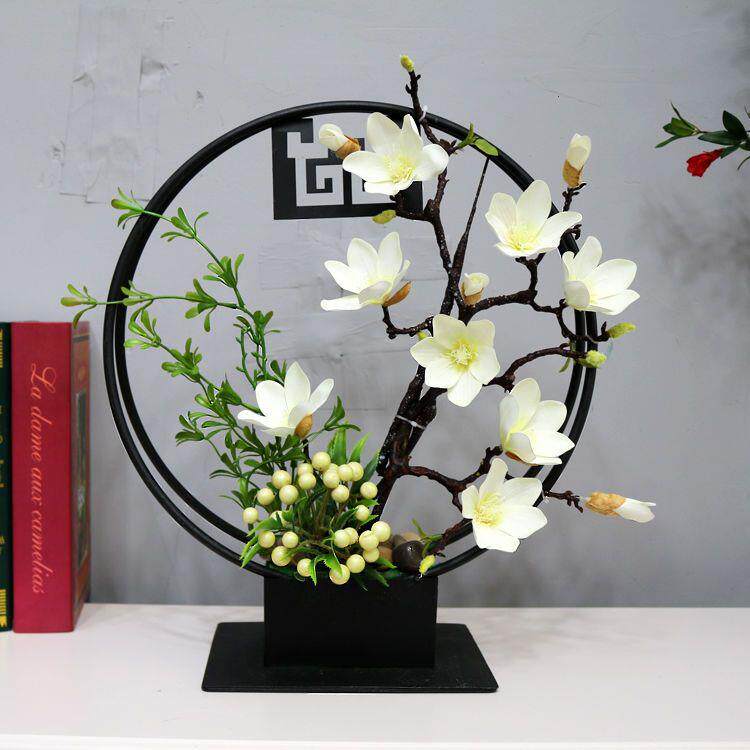 仿真玉兰花铁艺花架套装