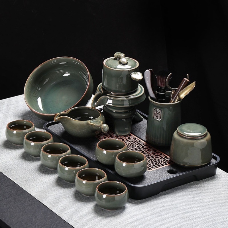 哥窑功夫茶具陶瓷家用轻奢中式茶壶办公室茶杯泡茶高档一整套套装