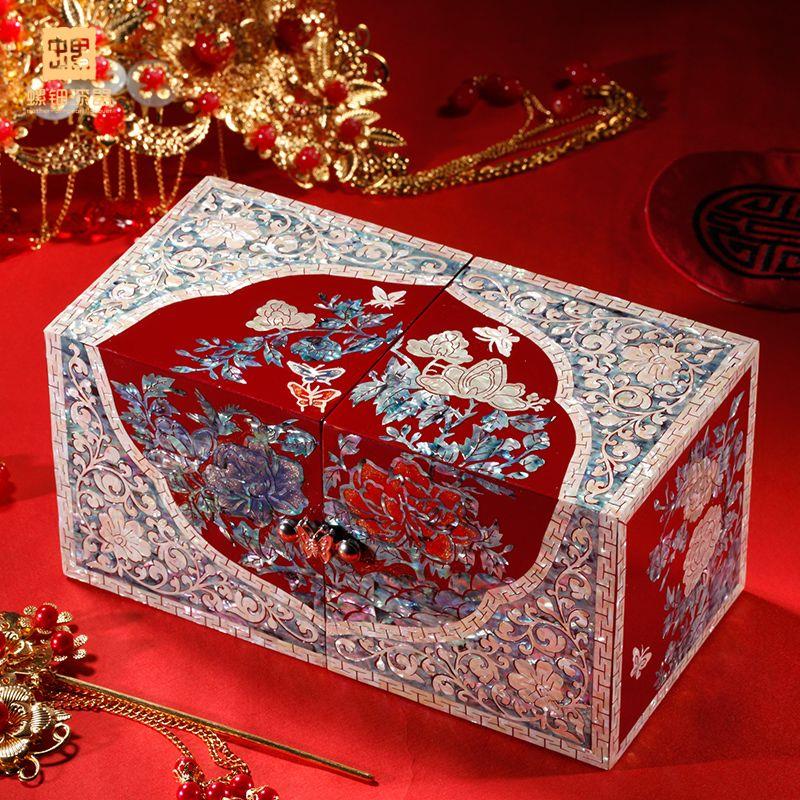 螺钿漆器五金首饰盒对开图片