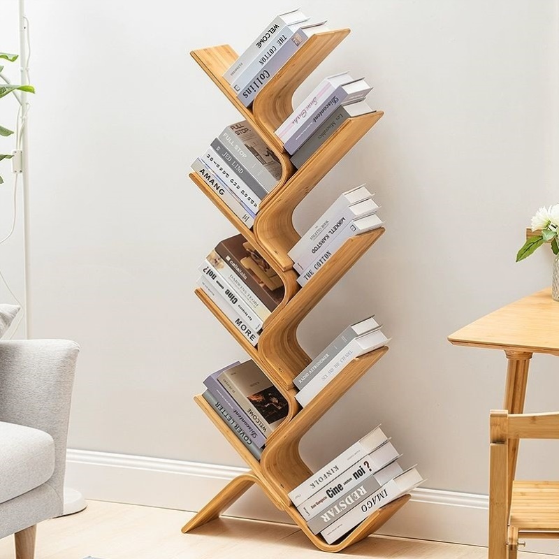 树形书架落地置物架展示架阅读架简易儿童学生多层卧室书柜收纳架