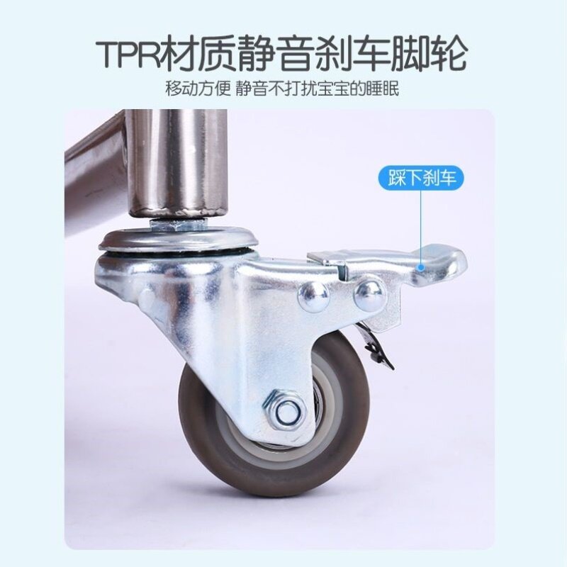 不锈钢婴儿床拼接大床摇篮床新生儿宝宝床铁艺婴儿床可移动带蚊帐