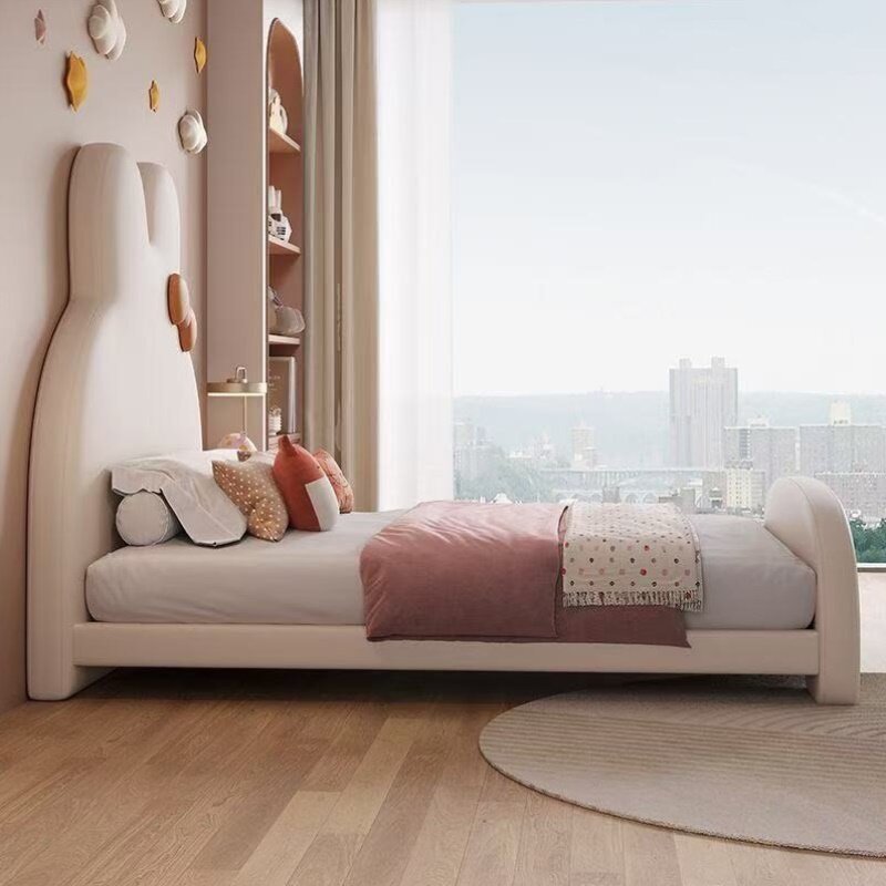 儿童床女孩公主床男孩储物床双人实木床卡通兔子床单人床女生卧室