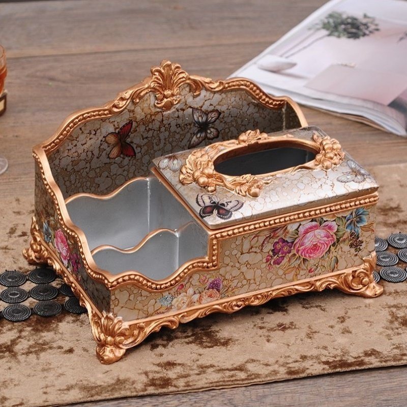 欧式多功能纸巾盒子遥控器收纳盒茶几餐桌家用餐巾纸盒桌面抽纸盒