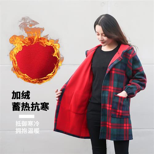 冬天罩衣加绒成人工作服家用厨房长袖围裙男女加厚大褂可外穿外套