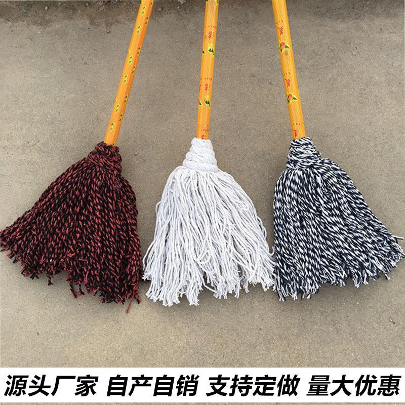 专用老式家用木质拖把圆头白棉线加大加厚吸水厨房手工户外
